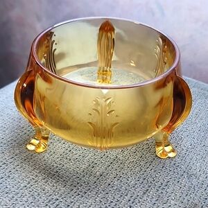 Vintage Amber Glass bowl with legs